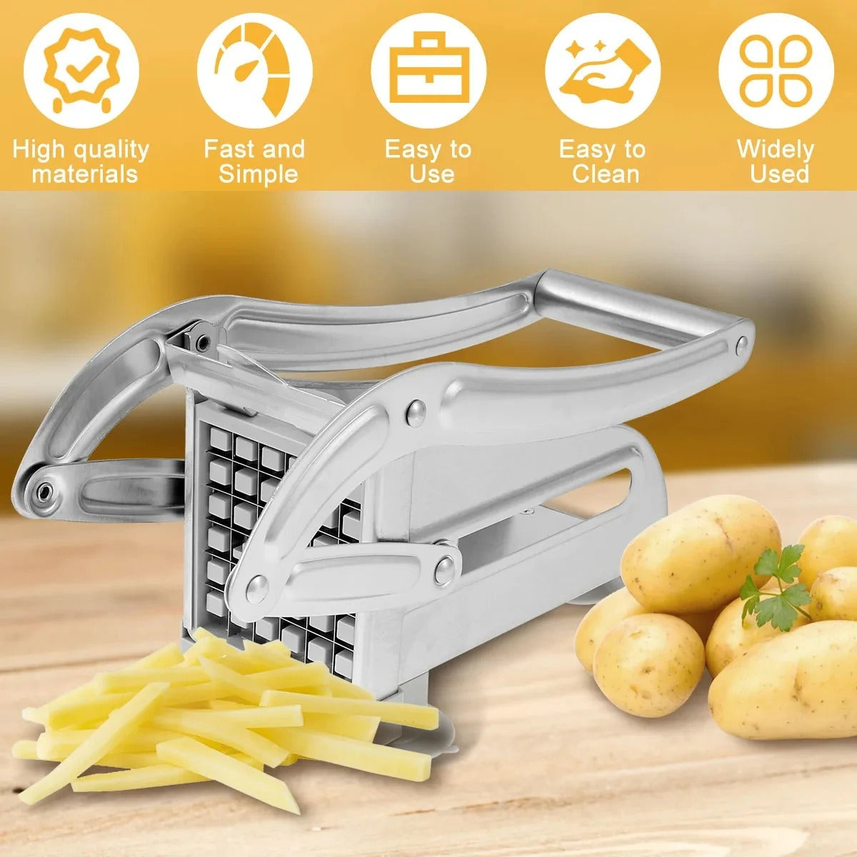 Stainless Steel French Fry Cutter – Potato Chopper Slicer