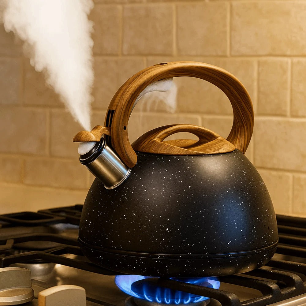 Stainless Steel Kettle with Wooden Handle – Tea & Coffee Kettle