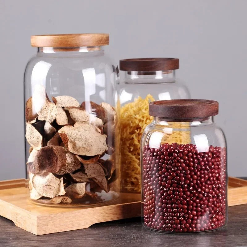 Clear Glass Storage Jar with Airtight Lid – Kitchen Container