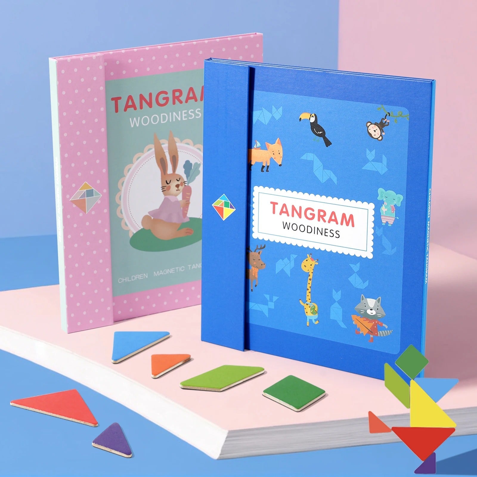 Wooden Colour Tangram Puzzle Book – Educational Brain Game for Kids