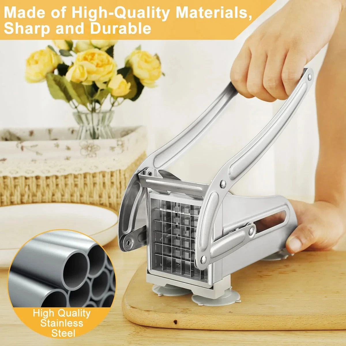 Stainless Steel French Fry Cutter – Potato Chopper Slicer